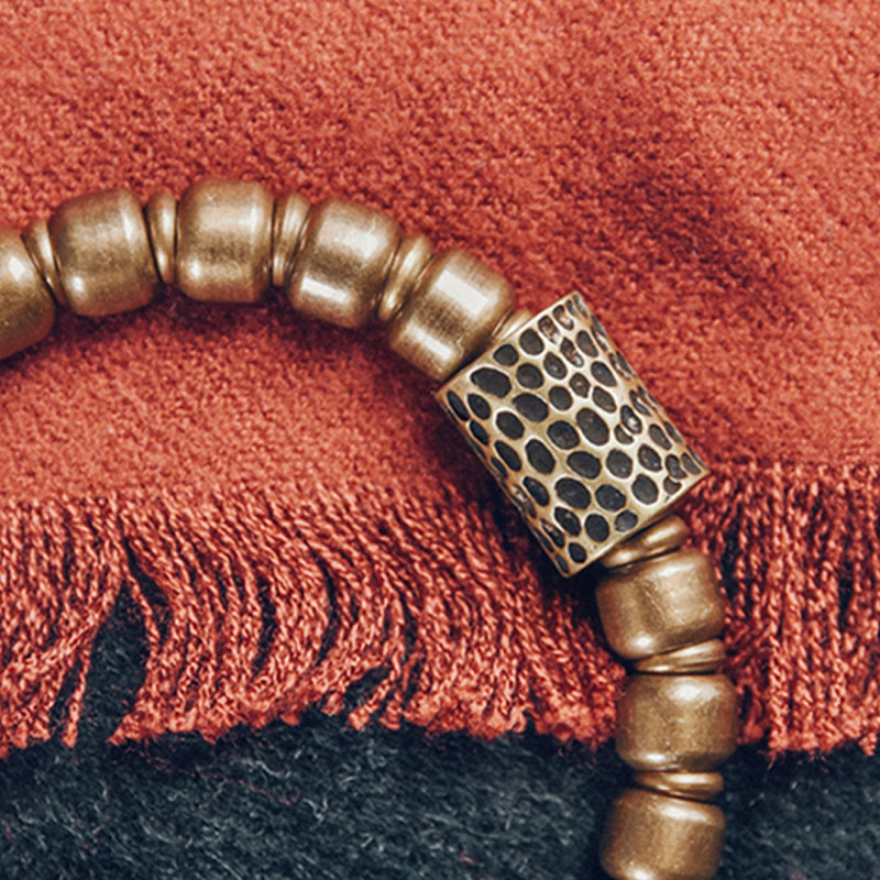 Bracelet tibétain en agate rouge et agate verte en cuivre pour la confiance et la fortune