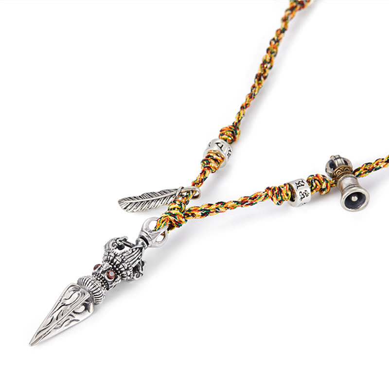 Collier pendentif en argent sterling 925 fait à la main avec Buddha Stones Dorje Vajra Om Mani Padme Hum Feather Strength - image 7