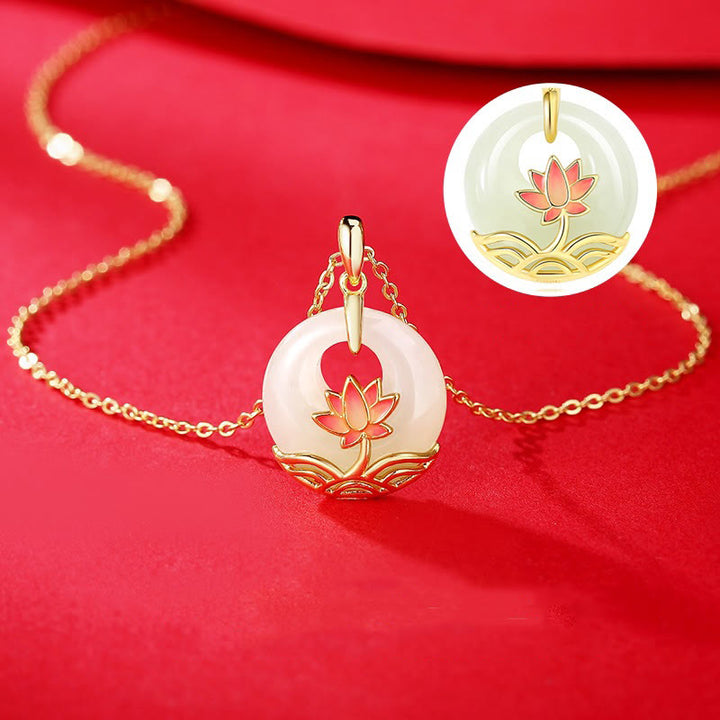 Buddha Stones en argent sterling 925 et jade blanc Hetian avec fleur de lotus et bénédiction - image 4