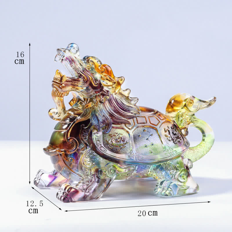 Tortue dragon Feng Shui, pièce d'art en cristal Liuli faite à la main, décoration pour la maison et le bureau