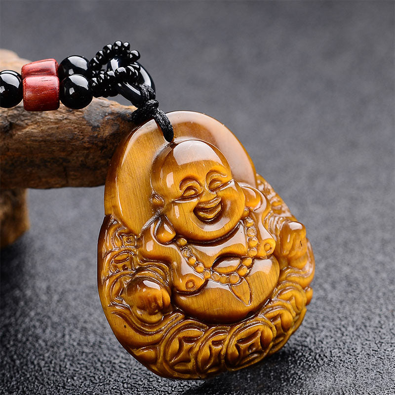 Collier de bénédiction Buddha Stones rieur œil de tigre en pierres de Bouddha - Œil de tigre - image 1