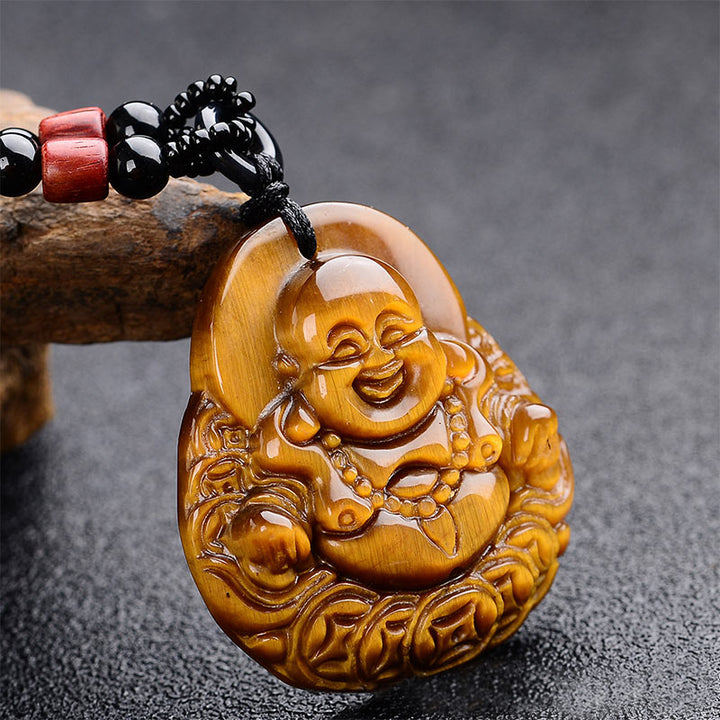 Collier de bénédiction Buddha Stones rieur œil de tigre en pierres de Bouddha - Œil de tigre - image 1