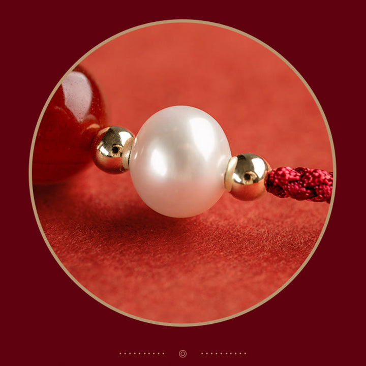 Bracelet tressé en fil rouge avec perles d'agate et personnage Fu en argent sterling 925 et Buddha Stones