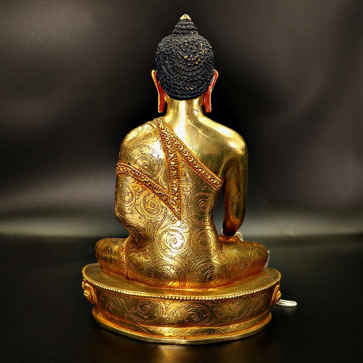 Statue de Bouddha Shakyamuni en cuivre plaqué or pour décoration de la médecine et de la compassion