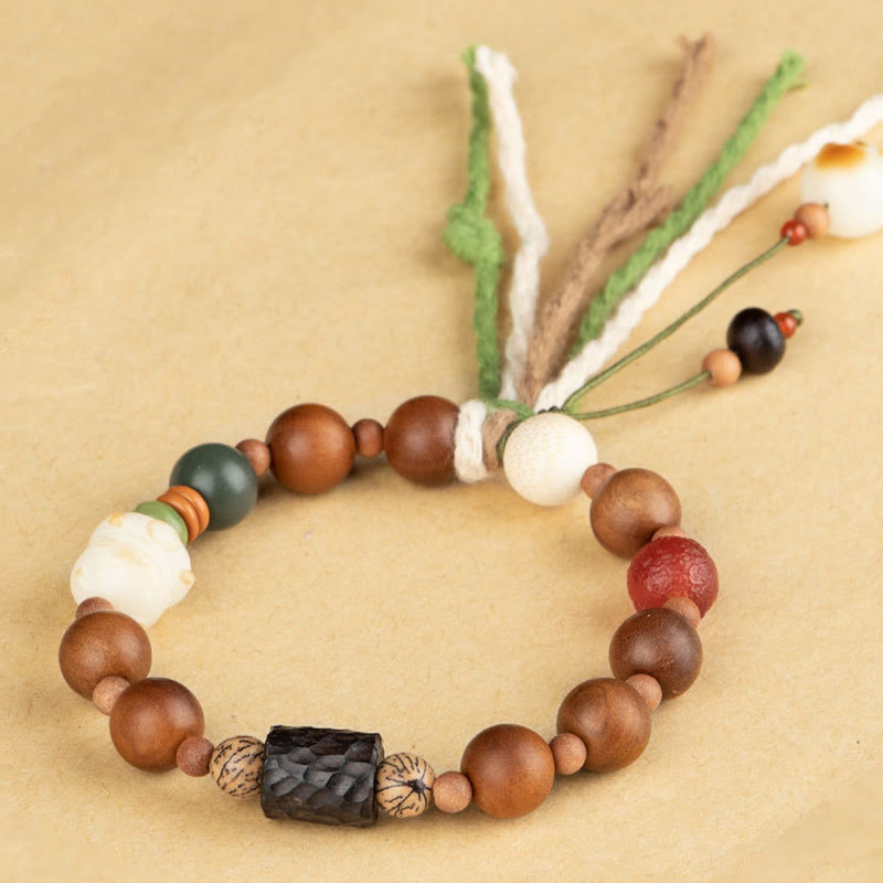 Bracelet à pompon en bois avec Buddha Stones et foudre, graine de Bodhi, patte de chat, griffe, protection de bon augure - image 7