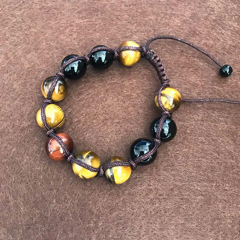 Bracelet de guérison en pierre de lave et œil de tigre Buddha Stones