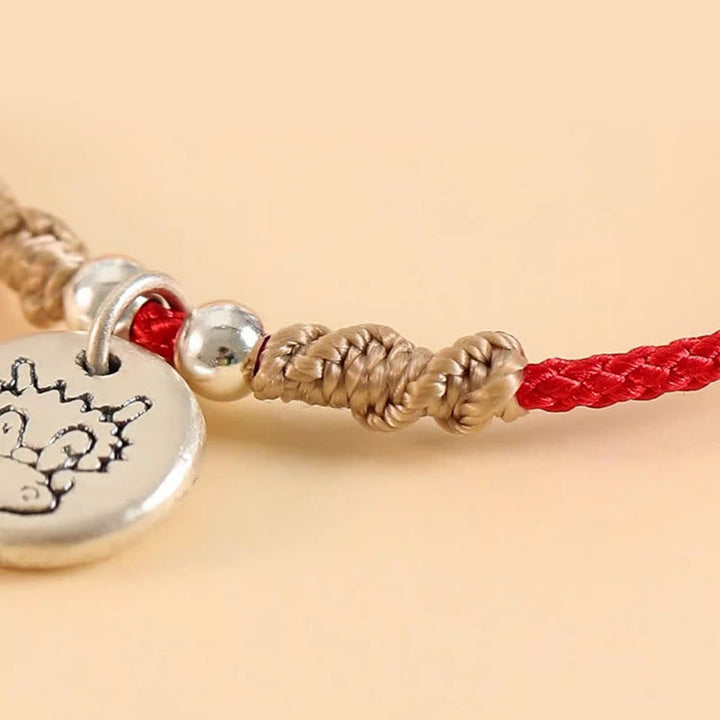 Bracelet tressé en argent sterling 999 fait main avec Buddha Stones Année du Dragon, joli signe du zodiaque chinois - image 4