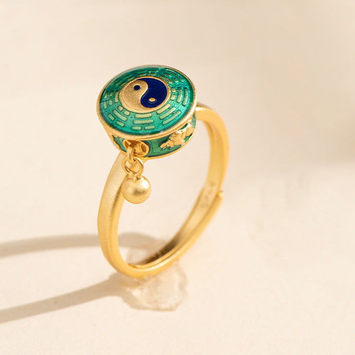 Bague rotative Yin Yang en cuivre pour la chance et la richesse