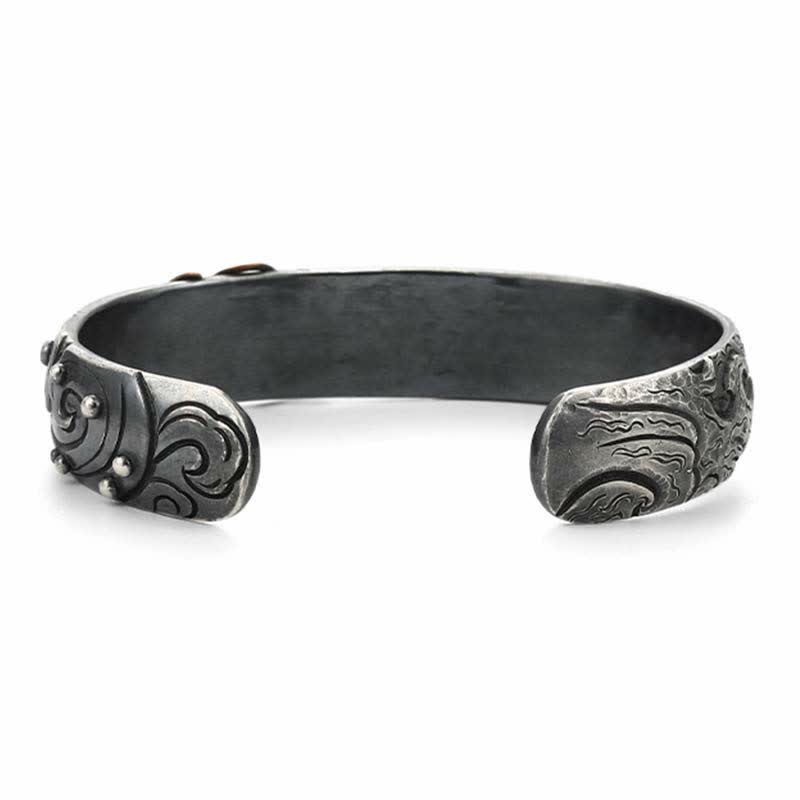 Bracelet en argent sterling 999 et or 990 avec Buddha Stones, poisson koï, porte-bonheur, richesse, succès