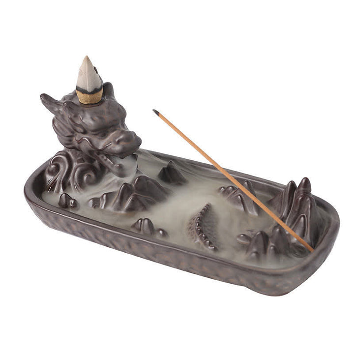 Brûleur d'encens en céramique Buddha Stones Dragon Mountain Strength Décoration