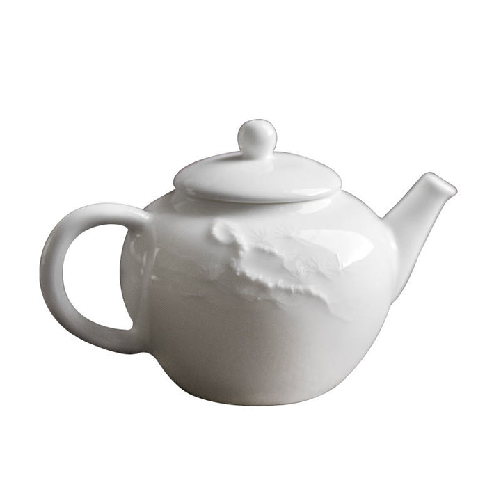 Théière en céramique à motif gravé en bambou et pin blanc