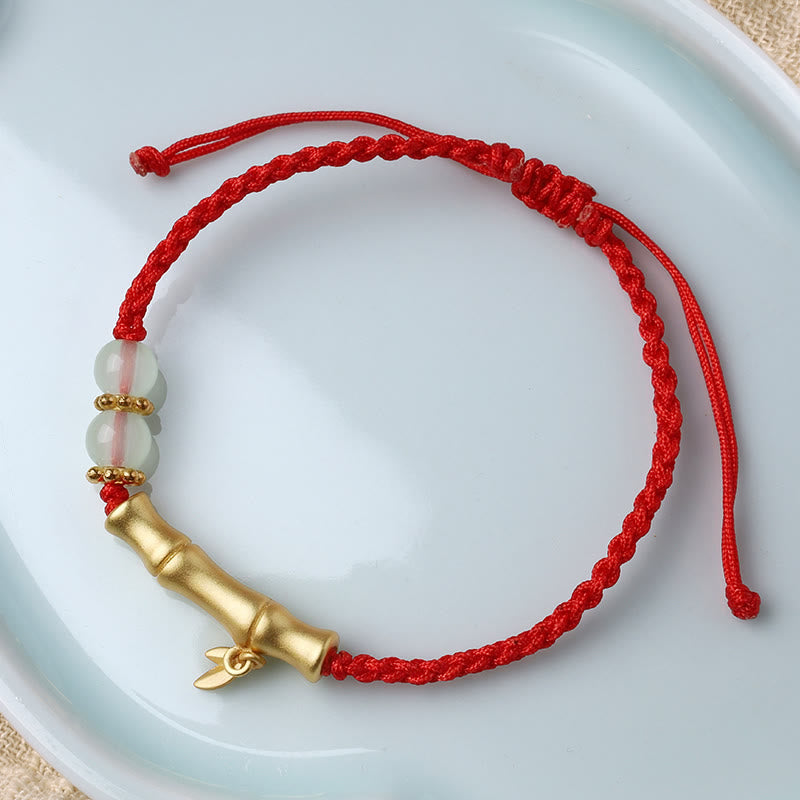 Bracelet tressé en bambou Buddha Stones et motif porte-bonheur