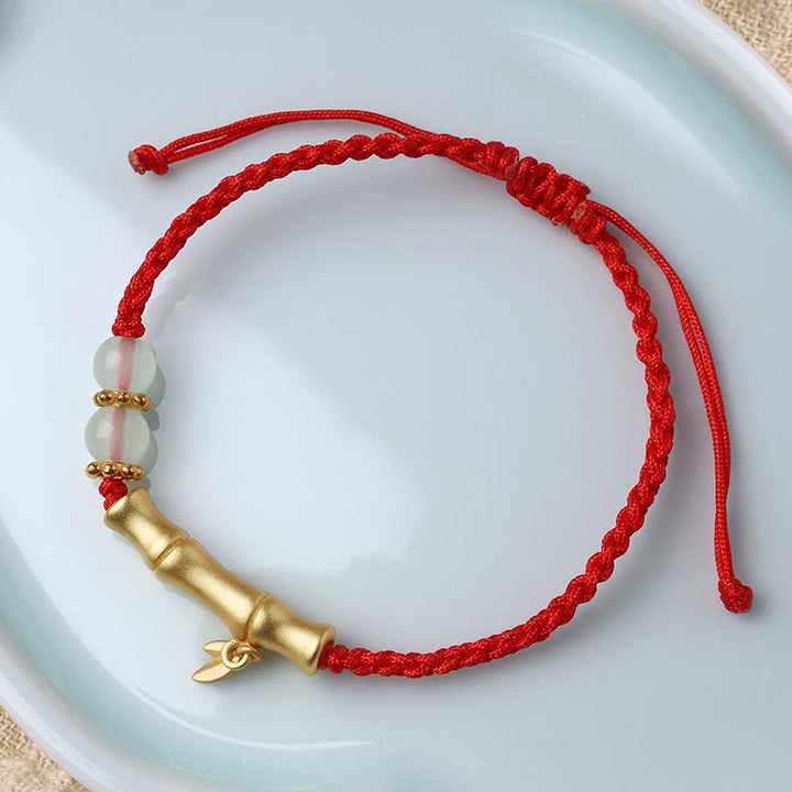 Bracelet tressé en bambou Buddha Stones et motif porte-bonheur