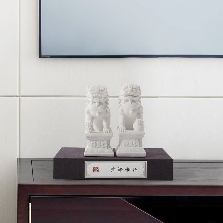 Lot de 2 statues de lion en résine pour décoration de maison ou de bureau