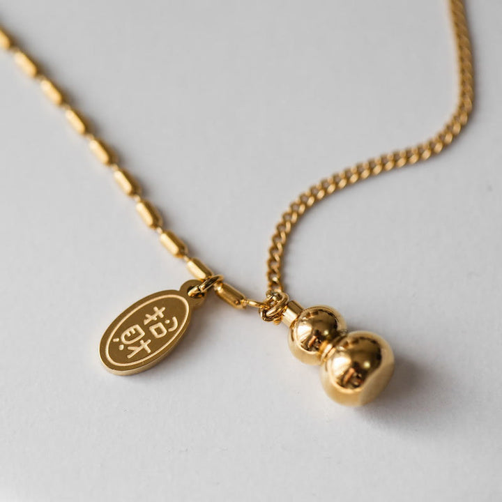 Buddha Stones Or 18k Lucky Bracelet de cheville Buckle Wealth en forme de gourde