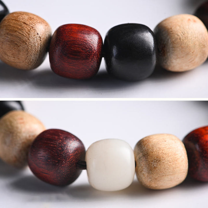 Bracelet de protection gravé en bois de santal rouge et ébène avec petites feuilles de Buddha Stones et chat mignon - image 10