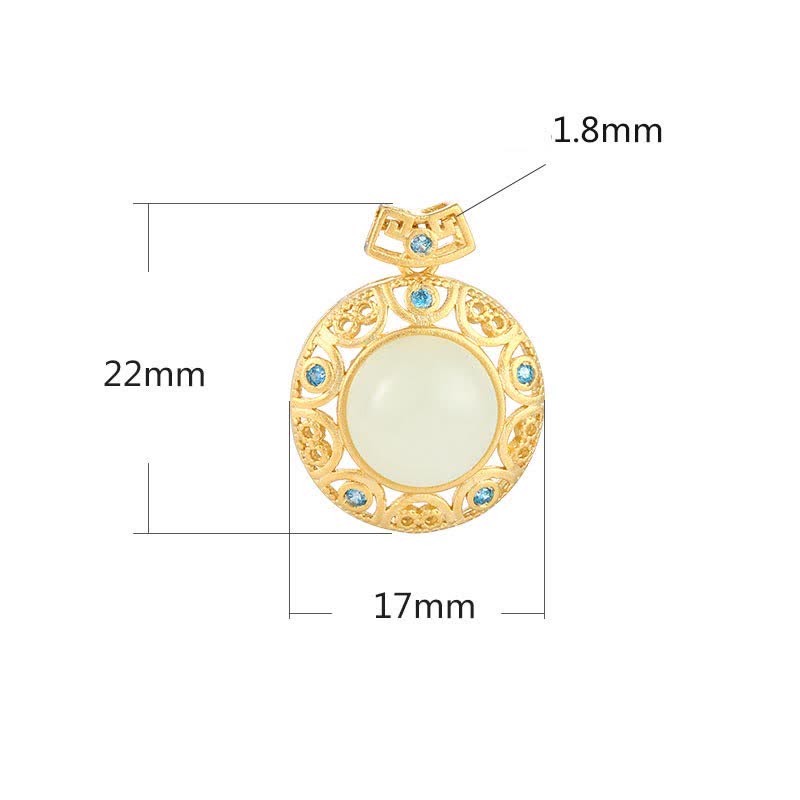 Collier pendentif en argent sterling 925 avec calcédoine verte et jade blanc Hetian