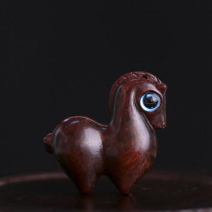 Buddha Stones Petite Feuille Bois de Santal Rouge Bois de Santal Vert Mini Cheval Porte-Bonheur Protection Décoration