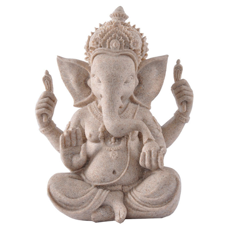 Buddha Stones Ganesh Ganpati Statue d'éléphant Richesse Bénédiction Décoration de la maison