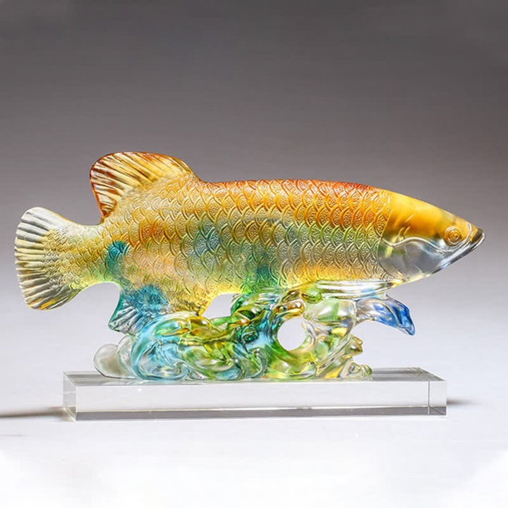 Pièce d'art en cristal de poisson Koi faite à la main Liuli, décoration de bureau à domicile porte-bonheur