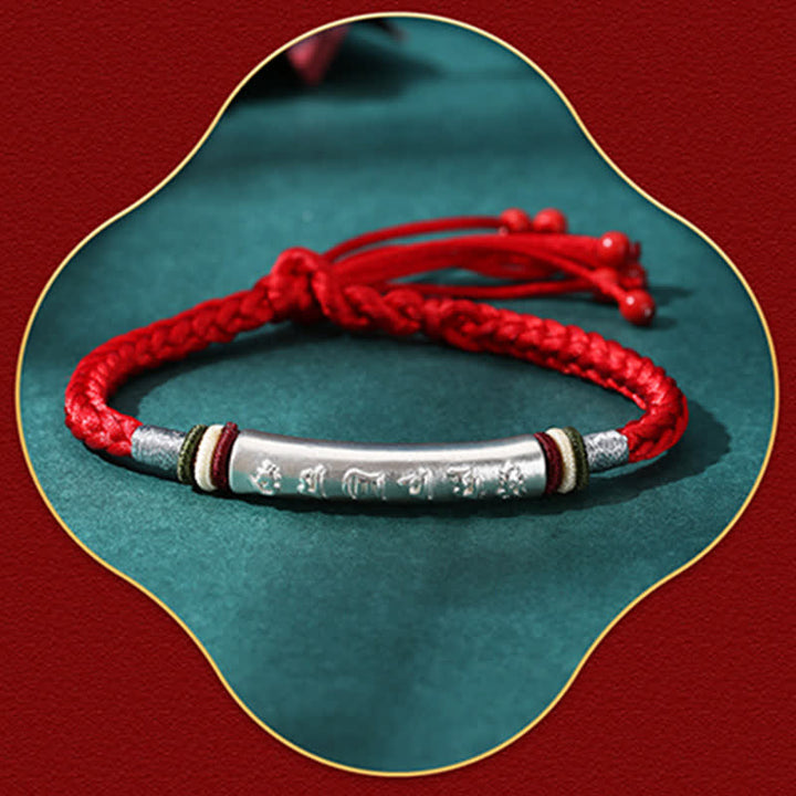 Bracelet en argent sterling 999 avec Buddha Stones Om Mani Padme Hum et force de protection