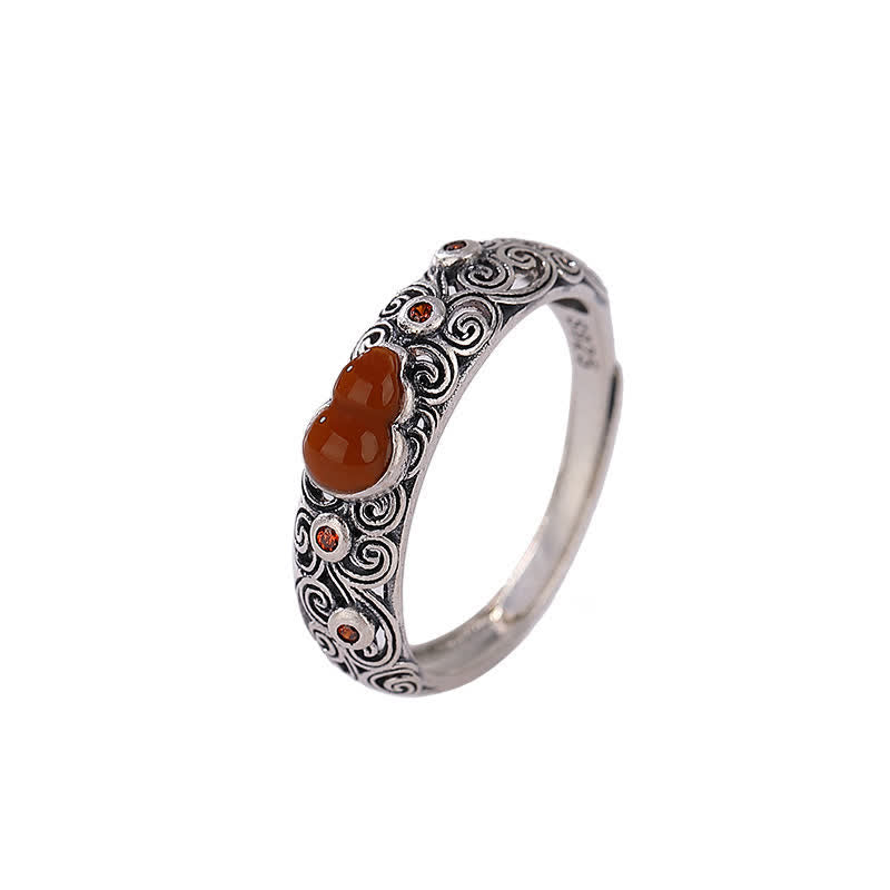 Bague de bénédiction en argent sterling 925 avec agate rouge et jade cyan - image 4