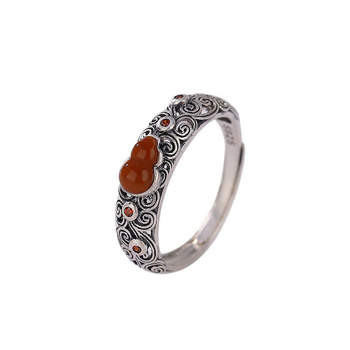Bague de bénédiction en argent sterling 925 avec agate rouge et jade cyan - image 4