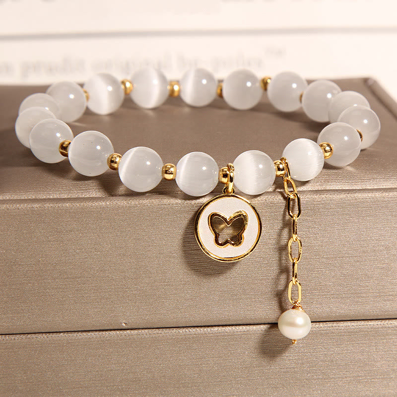 Bracelet d'amour avec breloque papillon œil de chat et Buddha Stones - Œil de chat (Paix ♥ Soutien) - image 0