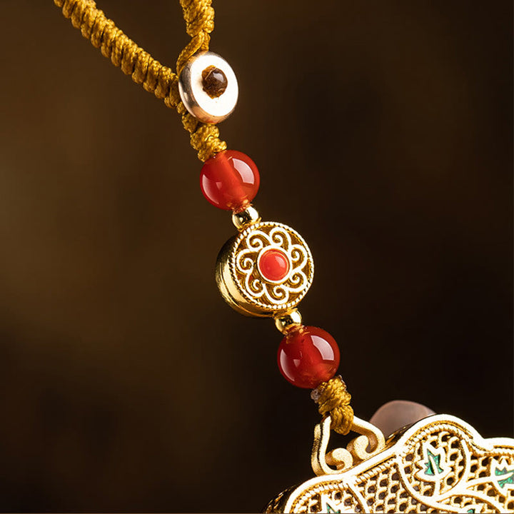 Porte-clés Buddha Stones Lock of Good Wishes Fu Character Lucky Blessing