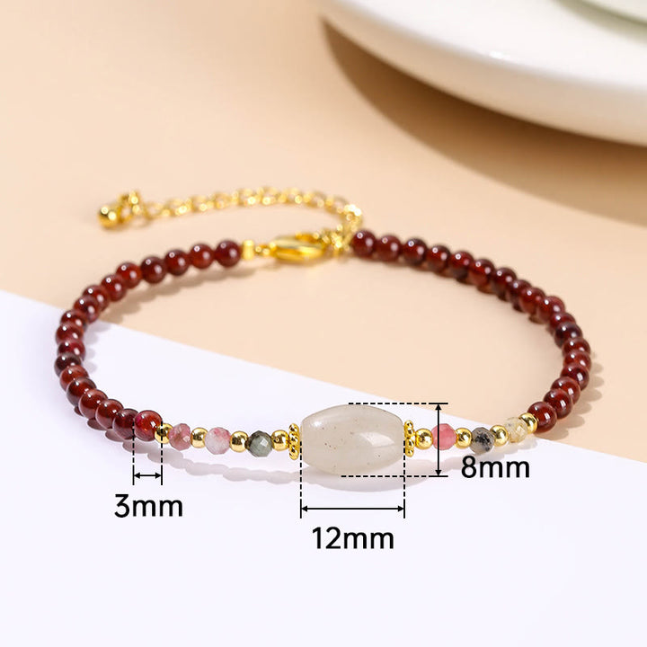 Bracelet Passion en perles de jade, tourmaline et grenat de Buddha Stones