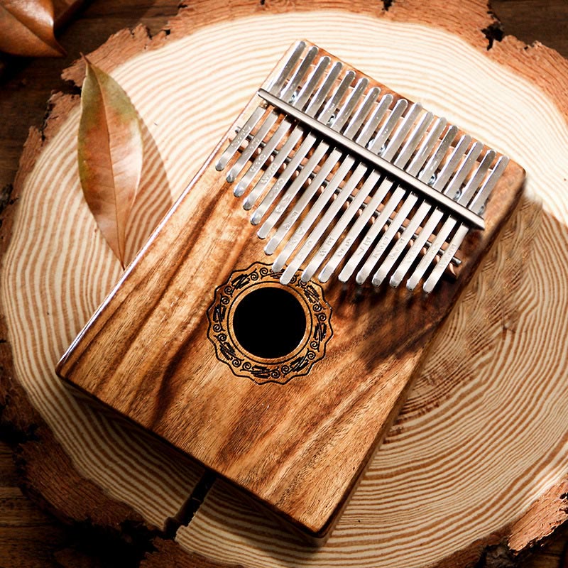 Piano à pouce Kalimba 17 touches Buddha Stones en bois d'acajou, acacia, noyer, piano à doigts portable