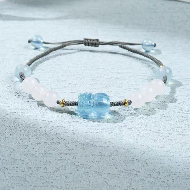 Bracelet de guérison en jade blanc naturel PiXiu Hetian Buddha Stones