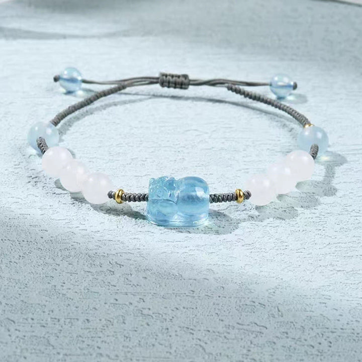 Bracelet de guérison en jade blanc naturel PiXiu Hetian Buddha Stones