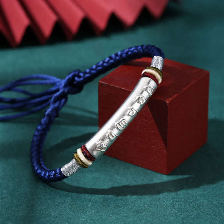 Bracelet en argent sterling 999 avec Buddha Stones Om Mani Padme Hum et force de protection