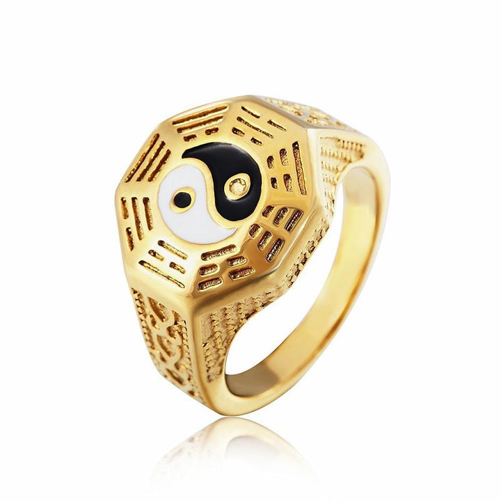 Bague porte-bonheur en cuivre avec symbole Yin Yang