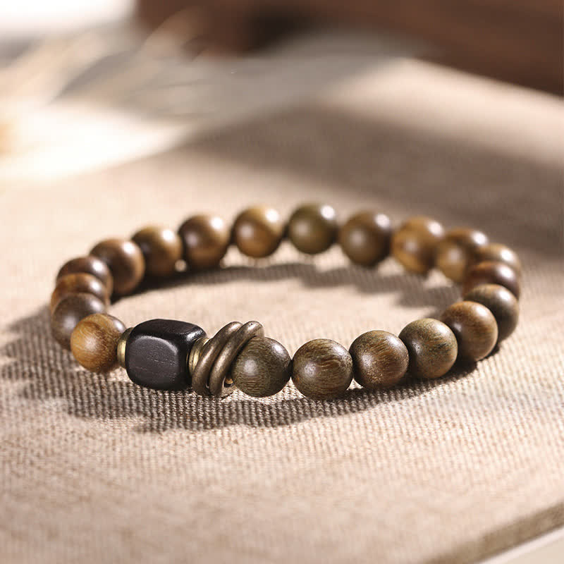 Bracelet tibétain apaisant en cristal de bois de santal vert