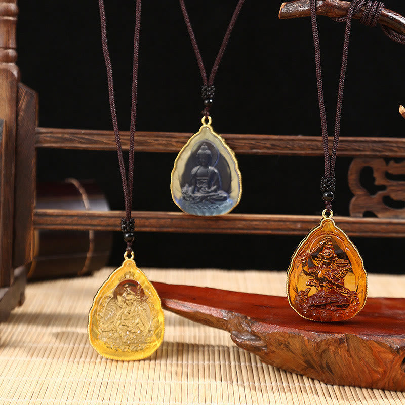 Collier avec pendentif en cristal de sérénité du Bouddha tibétain Liuli - image 1