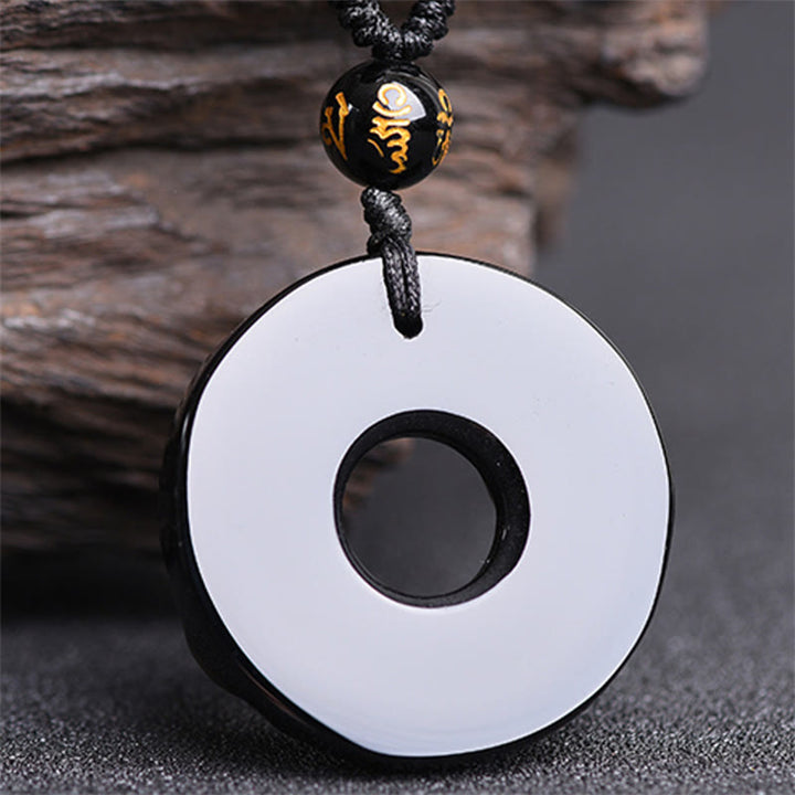 Collier avec pendentif en obsidienne Pixiu et pierres de Buddha Stones - image 3