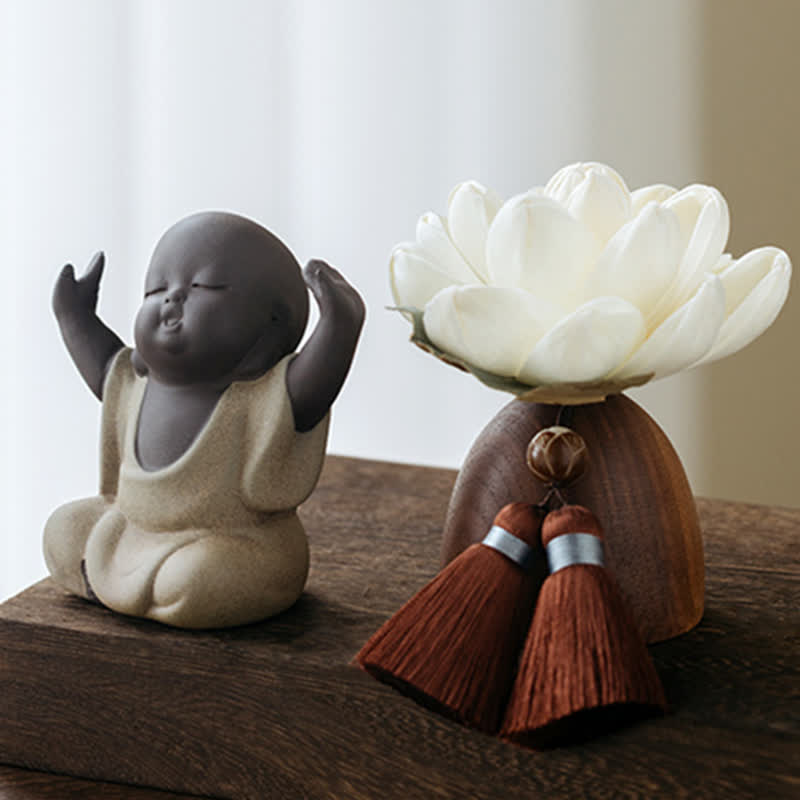 Décorations de guérison apaisantes en forme de fleur de Bouddha en bois de pêcher noir - image 10