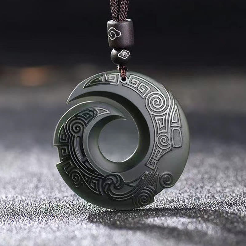 Collier pendentif porte-bonheur en jade cyan Hetian avec boucle de paix et Buddha Stones pour améliorer la chance