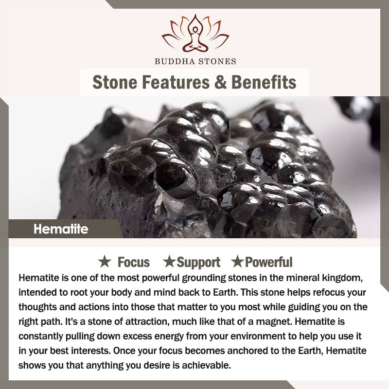 Bracelet de bien-être en hématite arc-en-ciel Buddha Stones