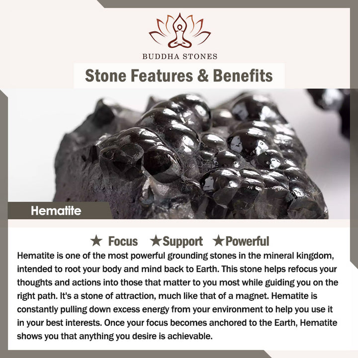 Bracelet de bien-être en hématite arc-en-ciel Buddha Stones