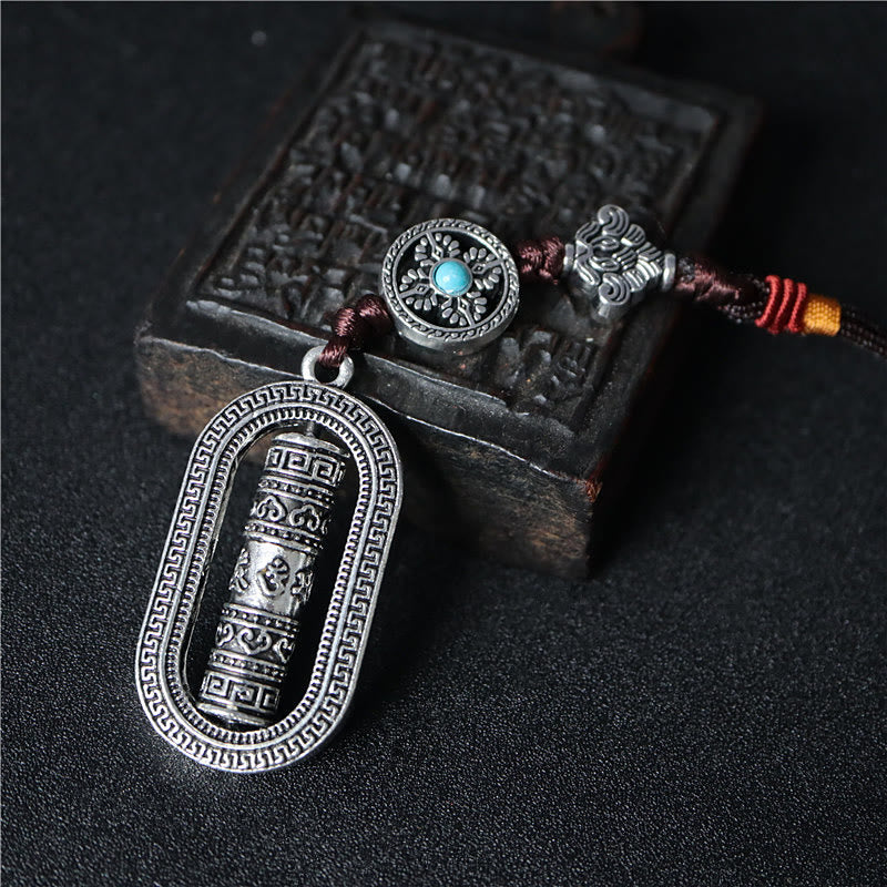 Buddha Stones Tibet Om Mani Padme Hum Roue de prière Paix Rotative Décoration à suspendre pour voiture