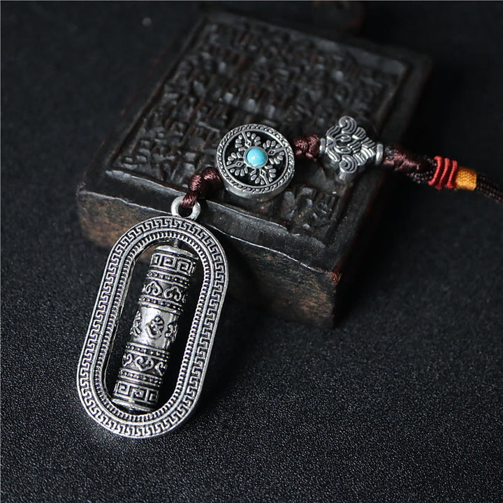 Buddha Stones Tibet Om Mani Padme Hum Roue de prière Paix Rotative Décoration à suspendre pour voiture