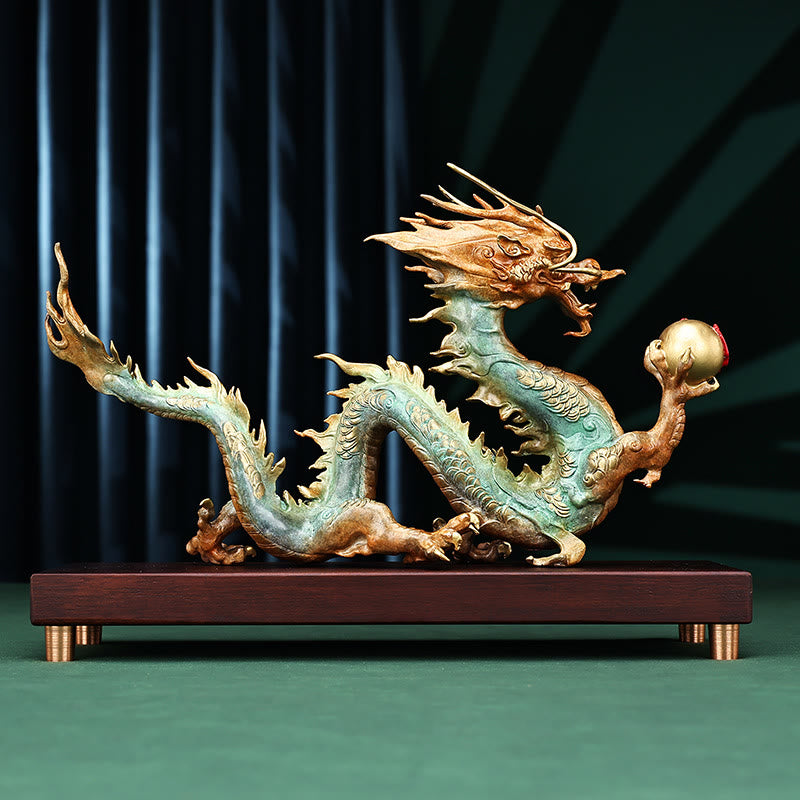 Buddha Stones Année du Dragon Dragon de Bon augure Laiton Cuivre Chance Succès Décoration de Bureau