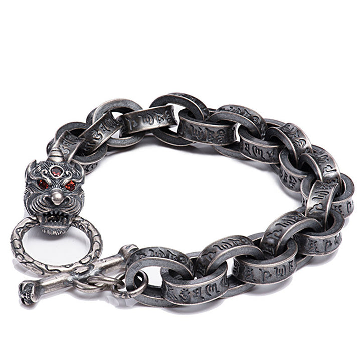 Bracelet en argent sterling 925 Buddha Stones et dragon Kirin Om Mani Padme Hum