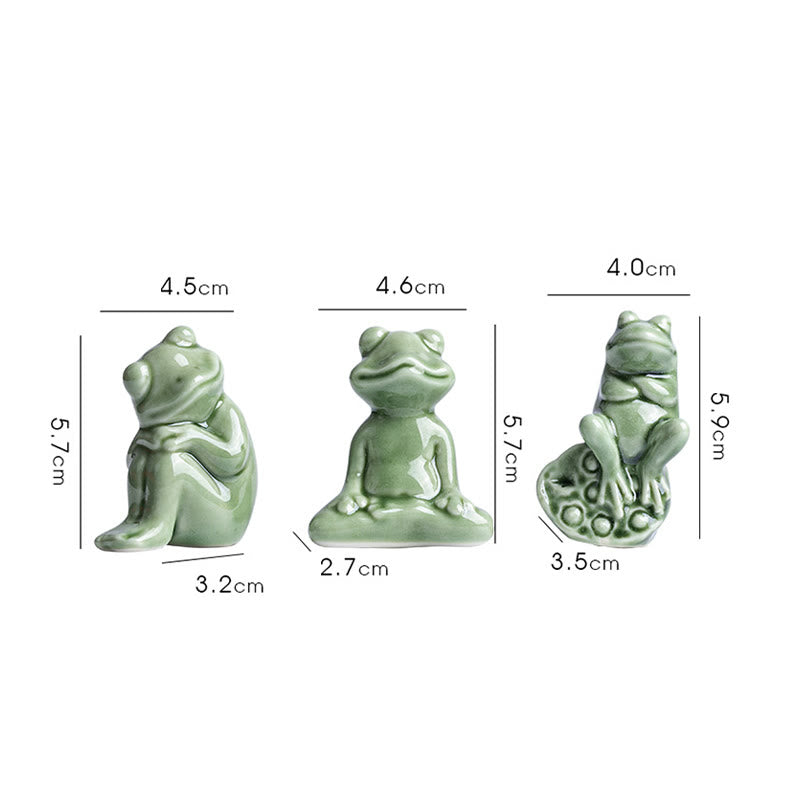Buddha Stones Mini Petite Méditation Lotus Repos Grenouille Céramique Richesse Chance Maison Thé Animal Figurine Décoration