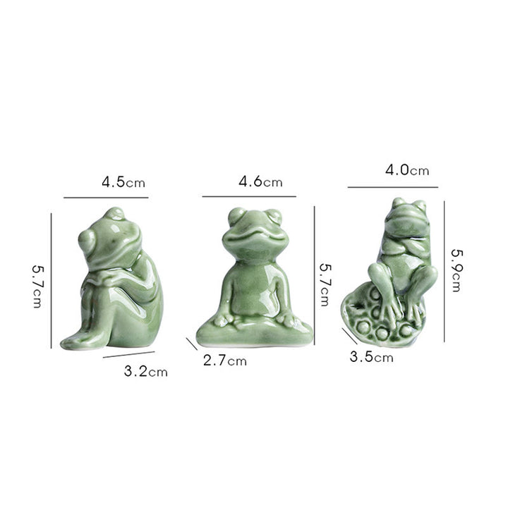 Buddha Stones Mini Petite Méditation Lotus Repos Grenouille Céramique Richesse Chance Maison Thé Animal Figurine Décoration - image 19
