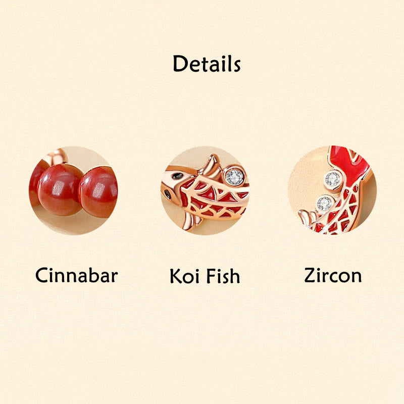 Bracelet à chaîne double couche en argent sterling 925 Buddha Stones et poisson Koi porte-bonheur en cinabre et zircon - image 6