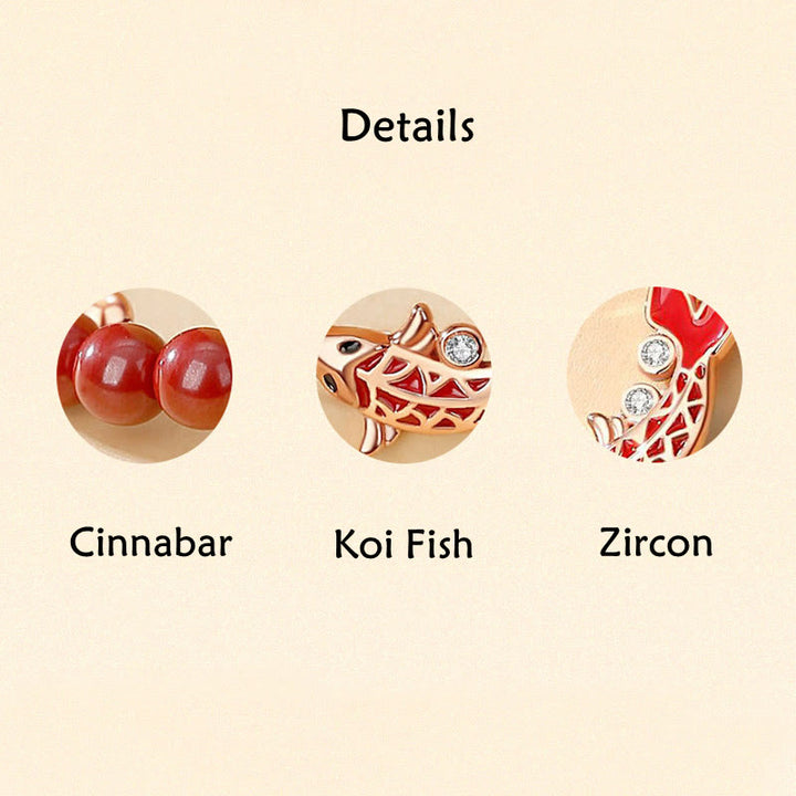 Bracelet à chaîne double couche en argent sterling 925 Buddha Stones et poisson Koi porte-bonheur en cinabre et zircon - image 6